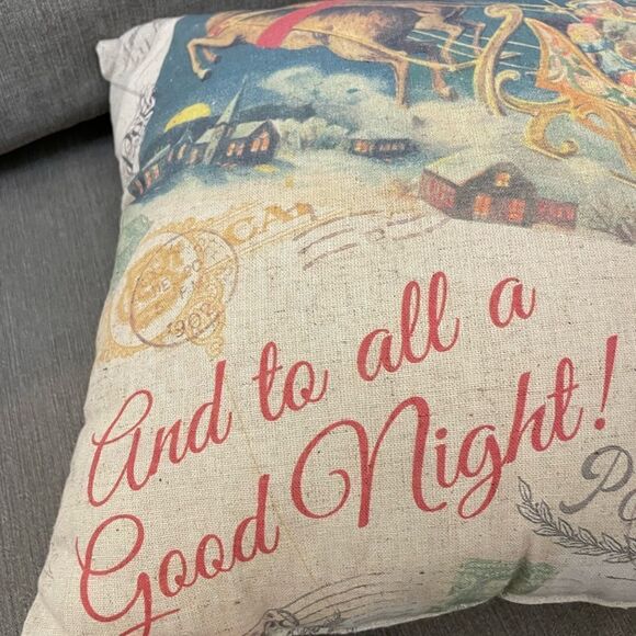 Primitives by Kathy Santa Reindeer Sled Christmas Pillow NWT - Picture 7 of 15